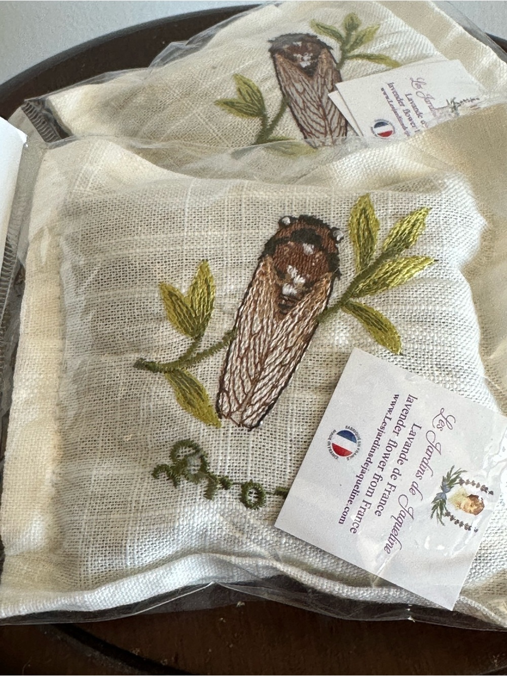 Embroidered Linen Lavender Sachet - made in France 🇫🇷 Set of two